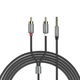 Аудиокабель 3.5мм HOCO UPA10 Double lotus rca audio cable to 3.5mm AUX-RCA(тюльпаны) 150см Черный - изображение 4