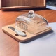 Масленка стеклянная BUTTER с бамбуковой подставкой и ножом для масла (R34370) - изображение 7