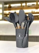 Набір кухонного приладдя із силікону та дерева 12 предметів Kitchen Set з підставкою Сірий - зображення 7