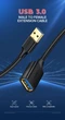 Кабель (удлинитель) USB-штекер-гнездо Ugreen US129 USB 3.0 Extension Male Cable 3m Black (30127) - изображение 2