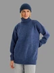 Шапка STD мини-бини с отворотом двойная вязка one size Джынсовая - изображение 4