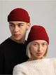Шапка STD мини-бини с отворотом двойная вязка one size Красная - изображение 4