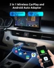 Бездротовий автомобільний адаптер CarPlay Android Auto ESSGOO 2-в-1, підтримка iOS 10+ і Android 11+, Карплей чорний - зображення 2