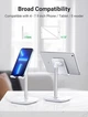 Подставка UGREEN LP177 настольный держатель для телефона с углом наклона 5-45° совместимо с iPhone 17,16,15,14,13,12, Samsung, Redmi White (60343) - изображение 5