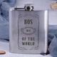Фляга сталева "Bos №1 of the world", англійська, Дерев'яна подарункова коробка з гравіюванням, 210 мл 5155144 - зображення 1