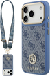Панель Guess 4G Strass Logo & Big Strap Metal Buttons MagSafe для iPhone 17 Pro Max Blue (3666339551285) - зображення 1