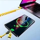Кабель для швидкого заряджання телефону USB-A+Type-C на Type-C+Lightning 4 в 1 (65Вт), пружинний, жовтий, 1.5 м - зображення 6