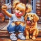 Алмазна мозаїка на підрамнику ColorArt 40x40 Дівчинка з собачкою + голограмні алмазики FSP1408 + Подарунок лак для покриття - зображення 2