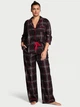 Фланелева піжама (сорочка + штани) Victoria's Secret Flannel Long Pajama Set М Regular Чорний (27138529) - изображение 1