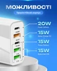 Мережевий зарядний пристрій PD 65W швидка зарядка Quick Charge 3.0 USB Type-C блок быстрой зарядки для Apple iPhone iPad Samsung Xiaomi юсб адаптер живлення для айфона телефона планшета Білий LEXEGO F102-W - зображення 2