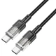 Кабель Hoco U129 Spirit 60W transparent charging data cable Type-C to Type-C Black - изображение 1