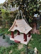 Кормушка для птиц и белок подвесная Сакура 28 см × 27 см × 32 см из натурального дерева белая - изображение 2