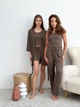 Пижама женская четверка халат майка шорты брюки Comfort Collection L-XL шоколад - изображение 3