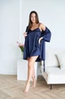 Комплект домашній жіночий халат і нічна сорочка Onora Collection S-M темно-синій - зображення 5