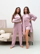 Комплект жіночий четвірка халат футболка шорти штани Evelyn Collection L-XL пудра - зображення 4