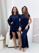 Комплект женский четверка халат футболка шорты штаны Evelyn Collection L-XL темно-синий - изображение 2