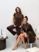 Комплект жіночий четвірка халат футболка шорти штани Evelyn Collection L-XL коричневий - зображення 8