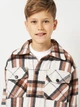 Детская теплая рубашка в клетку для мальчика Smile Time Warm Wool B ZR7-02-25.2 128 см Коричнево-белая клетка (st_2000000226019) - изображение 4
