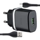 МЗП Hoco C12Q Smart QC3.0 charger set Micro (EU) Чорний - зображення 1