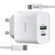 МЗП Hoco C80A Rapido PD20W + QC3.0 charger set Type-C to Lightning ( EU ) Білий - изображение 1