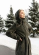 Пальто с капюшоном из экомеха 1062-1M-C Хаки M - изображение 14