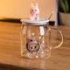 Стеклянная чашка с крышкой и ложкой Light House "Лабуба" 600 (мл) для чая LG-30141 CL PK розовая - изображение 2