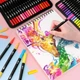 Набор акварельных двухсторонних скетч-маркеров для рисования Dual brush, 100 шт, профессиональные фломастеры для художников в чехле - изображение 4