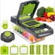 Многофункциональная овощерезка измельчитель Veggie slicer, ручной мультислайсер, кухонная терка для нарезки овощей и фруктов с насадками и контейнером, Серый с зелёным - изображение 1