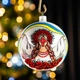 Новогодний шар на елку Santa Shop Берегиня с маками Белый/Красный 10 см (4820001112467) - изображение 1