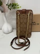 Coach C7397 Smartphone Shoulder COACH Coated Canvas Smooth Leather Signature Phone Crossbody Pouch Crossbody Pouch Crossbody Chain Smartphone Shoulder Bag Khaki - изображение 4