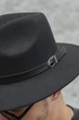 Мужская Шляпа Fedora Черная С Ремнем - (364887) - изображение 4