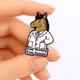 Значок (пин) BROCHE брошь бижутерия Медицина Лошадь в халате Keep Working, Keep Funning BRGV115138 - изображение 2