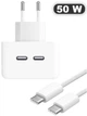 Быстрая зарядка для айфон комплект быстрой зарядки Apple iPhone 15 16 17 iPad Блок питания 50 W PD 3.0 Dual USB-C Type-C Power Adapter Сетевое зарядное устройство + Кабель зарядки 120 Вт USB-C to USB-C 1М LEXEGO KBK-50W2 - изображение 1
