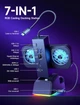 Док-станция JSAUX для Steam Deck/ROG Ally/Legion Go Dock, 7-в-1 HDMI 4K@120Hz, Gigabit Ethernet, USB-A и 100 Вт USB-C, RGB Cooling Fan, VRR, ALLM, HDR, QFT (HB0705) - изображение 4