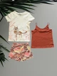 Комплект (футболка + шорти + майка) H&M 6/8 років 122-128 см Коричневий - зображення 1
