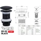 Донный клапан для раковины Zerix BV-02 BLACK 1 1/4'' без перелива автоматический СLICK-СLACK (Колир - изображение 6