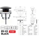 Донный клапан для раковины Zerix BV-03 BLACK 1 1/4'' универсальный (с/без перел) СLICK-СLACK (Коли - изображение 8