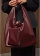 Женская сумка Хобо со съемным кошельком из экокожи SAMBAG Бордовая (38970371634) - изображение 8