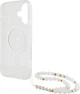 Etui Guess IML Glitter With Pearl Strap MagSafe do Apple iPhone 16 Plus Transparent (GUHMP16MHGCRELST) - obraz 6