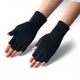 Перчатки женские из плотного трикотажа без палые чёрные 7234_Black - изображение 3