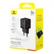Адаптер сетевой - блок питания Baseus Palm Fast Charger 2 порта 1USB + 1Type-C 30W черный - изображение 2