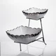 Фруктовница на 2 яруса Yiwu 2561-1AS фуршетная 27×21×25 см Белая с серебром (XIT-2561-1AS) - изображение 3