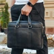 Мужская сумка для документов и ноутбука 39x28x7 / портфель из натуральной телячей кожи, черный - изображение 5