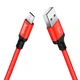 Кабель Hoco X14 USB – micro-USB 4 А 1 м в нейлоновому обплетенні чорний/червоний - изображение 4
