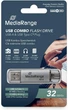 Флеш память USB MediaRange Combo Flash Drive 32GB USB 3.2 Gen1 + Type-C Silver (MR936) - изображение 2