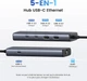 Хаб USB 3.2 Type-C -> 1xUSB-A 3.2/ 1xUSB-A 2.0/2xUSB-C 3.2/ RJ45 PD CM512 сірий UGREEN - зображення 3