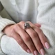 Серебряное кольцо Шар с Белыми камнями 19 размер серебро 925 пробы Черненное 1771к 4.75г - изображение 2