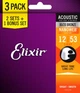 Струны для акустической гитары Elixir 3 Pack 16539 Nanoweb 80/20 Bronze Light Acoustic Guitar Strings 12/53 - изображение 2
