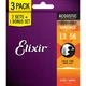 Струни для акустичної гітари Elixir 3 Pack 16546 Nanoweb Phosphor Bronze Medium Acoustic Guitar Strings - зображення 2