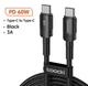Кабель 1м Toocki C-C 60W Fast Charging Type-C на Type-C PD швидка зарядка смартфонів планшетів - зображення 3